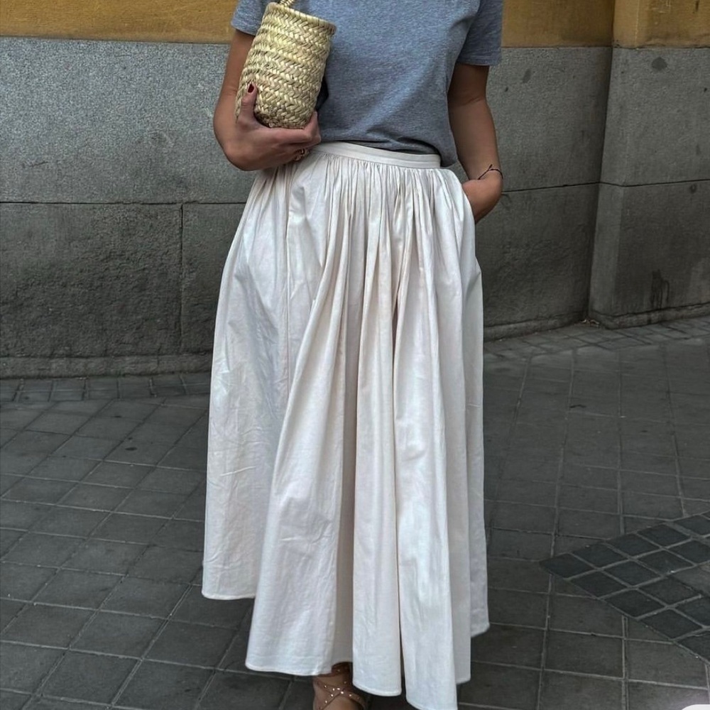 New White 100% Cotton Midi/Maxi Skirt Sincerely Jules Sz S